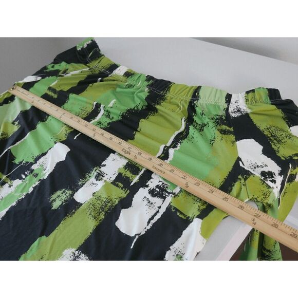 Bon Apple Tea Women's Green & Black Abstract Tie-Sleeve Off-Shoulder Tunic Dress - Picture 5 of 8